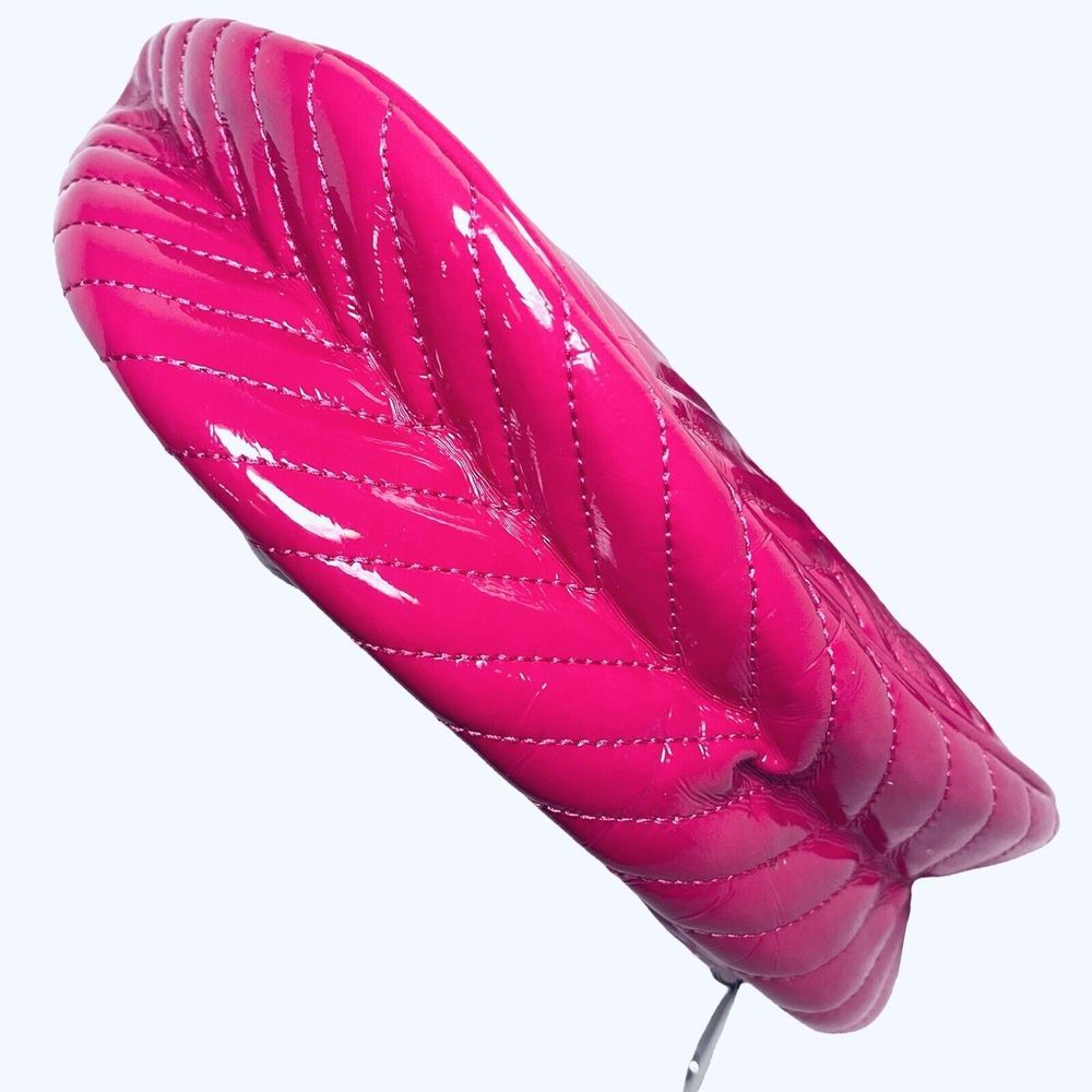 Big‎ Buddha Crossbody Bag Shoulder Tote Bright Pink Faux Patent Leather Chevron - Picture 11 of 16